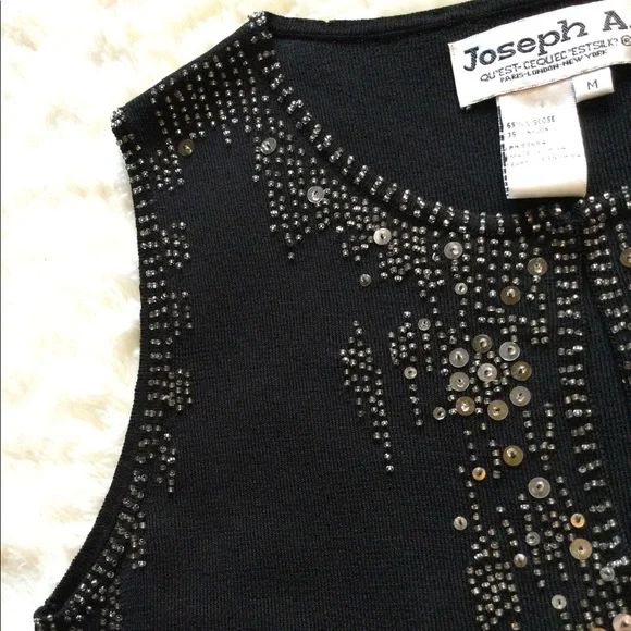 💎2xHP!💎 VINTAGE | Joseph A. | Exquisite Beaded Sequin Sleeveless Top - Picture 7 of 15